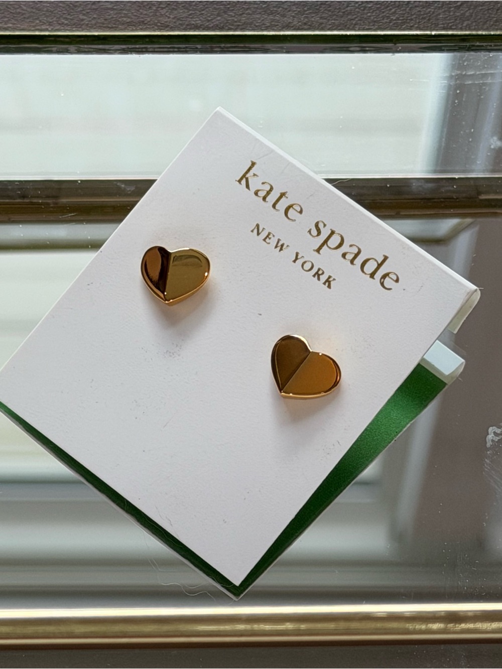 kate spade Gold Two-Tone Heart Stud Earrings